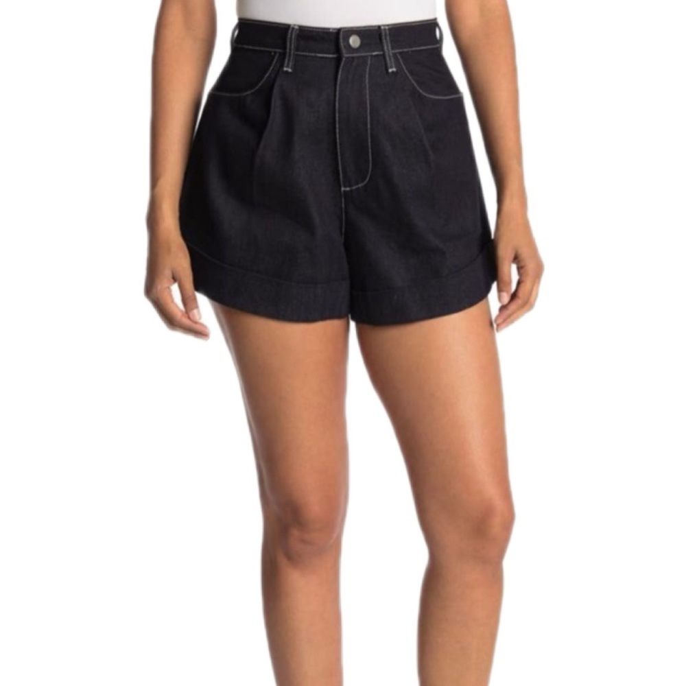 WeWoreWhat Cuff Short Indigo Raw Denim Size 28